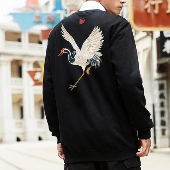 KoiSea Crane Embroidery Sweatshirt M NWT unisex - Picture 2 of 4